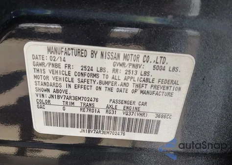 2014 Infiniti Q50 Sport from USA, damaged, VIN JN1BV7AR3EM702476